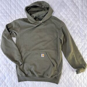 Carhartt Hoodie Mens Small Olive Green Good Loose Fit Pullover Sweatshirt